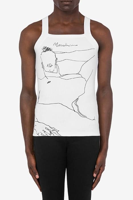 TONY VIRAMONTES ARCHIVE COTTON TANK TOP WHITE by Moschino