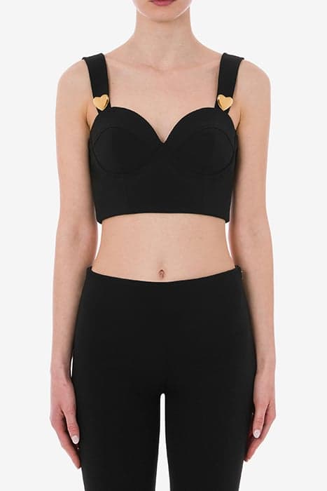 HEART BUTTONS CRÊPE BRALETTE BLACK by Moschino