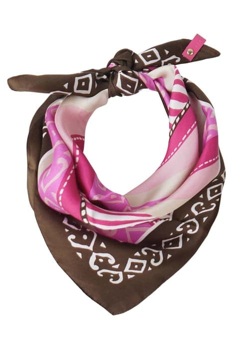 SILK SQUARED SCARF BROWN PINK BROWN PINK by Mucho Gusto