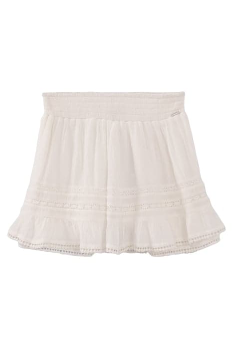 GIRLS’ ECRU WAFFLE LENZING™ ECOVERO™ SKIRT WITH LACE BRAID by IKKS