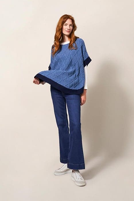 FERN KNITTED PONCHO MID BLUE by White Stuff