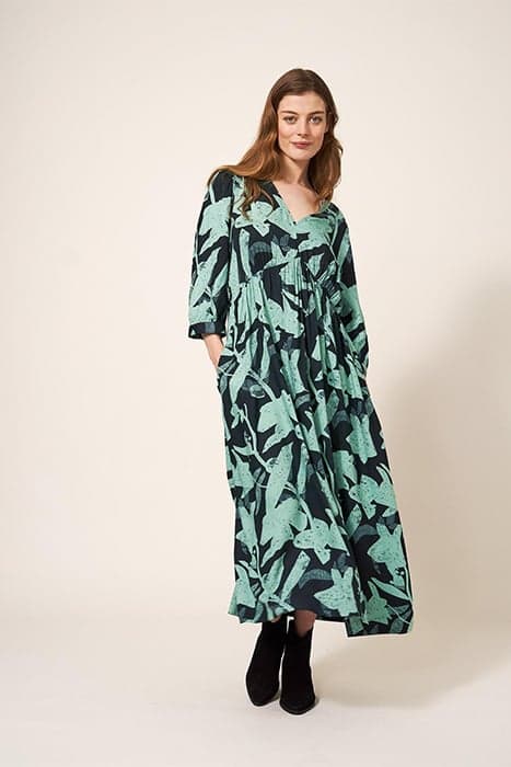 LUCY ECO VERO MIDI DRESS GREEN MULTI by White Stuff