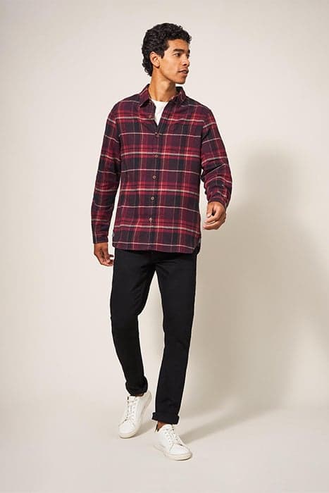 MOXLEY BRUSHED CHECK SHIRT DARK RED by White Stuff