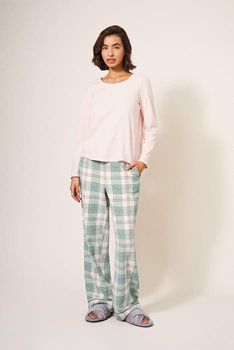 NINA ORGANIC CHECK PJ BOTTOM GREEN MULTI by White Stuff