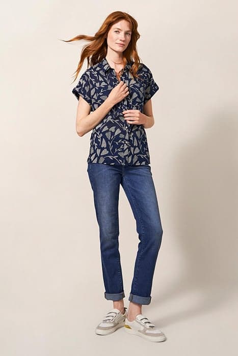 ELLA ORGANIC COTTON SHIRT NAVY PRINT by White Stuff