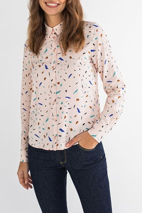 PINK SHIRT WITH FUN TACHIST PRINT WATER PINK by ICODE