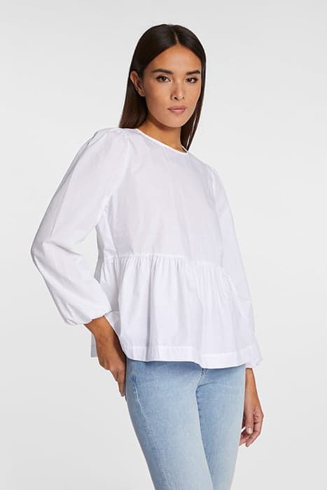 COTTON BLOUSE WITH PEPLUM ORGANIC WHITE by Rich & Royal