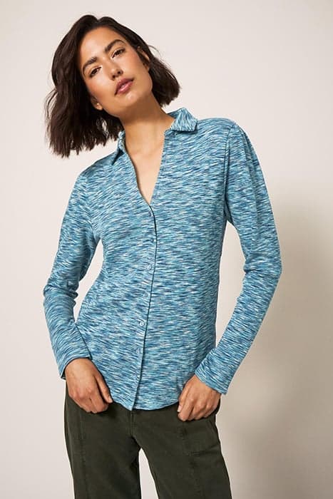 ROSIE RIB JERSEY SHIRT TEAL MULTI by White Stuff