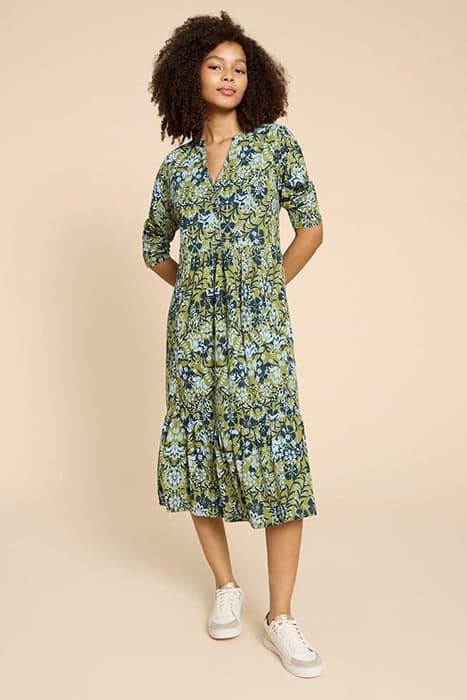 NAYA JERSEY DRESS GREEN PRINT by White Stuff