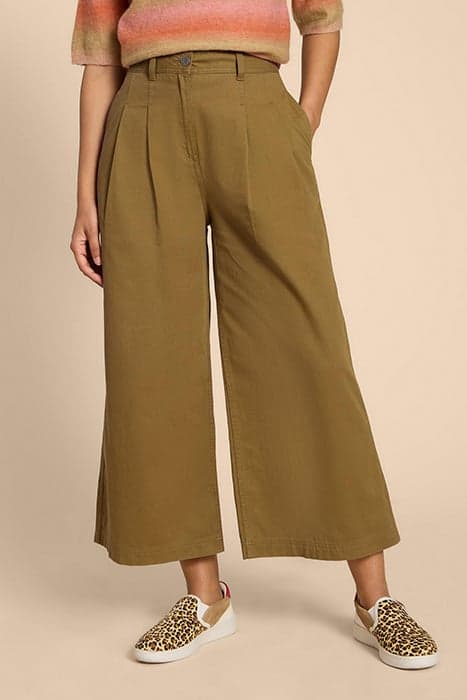 SAMIRA WIDE LEG CROP TROUSER KHAKI GREEN by White Stuff