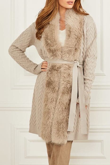 PAULA FAUX FUR CARDI SWTR FAWN TAUPE by Marciano by Guess