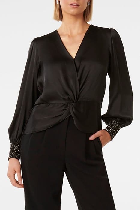 CHRISTALE HEATFIX BLOUSE BLACK by Forever New