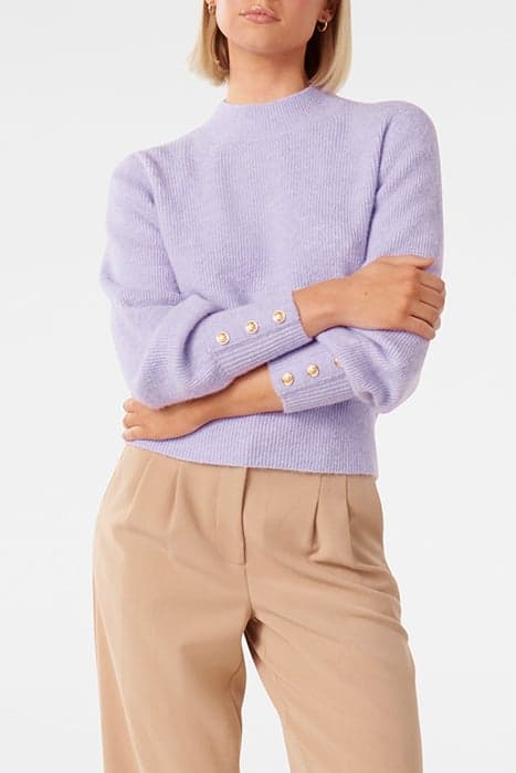 FEARNE CREW NECK BUTTON CUFF JUMPER BLOSSOMING LILAC by Forever New