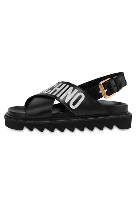 CROSSED CALFSKIN SANDALS BLACK by Moschino