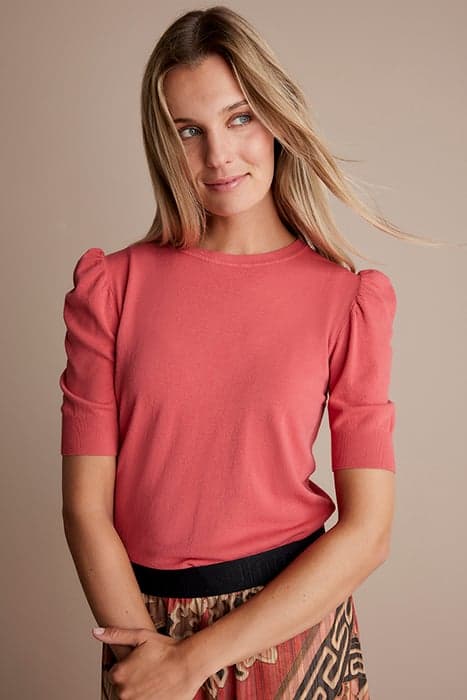 SHORT SLEEVE SWEATER BASIC KNIT ROUGE by Summum Woman