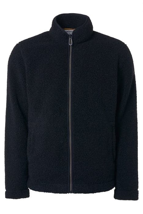 SWEATER FULL ZIPPER BORG MELANGE BLACK by No Excess