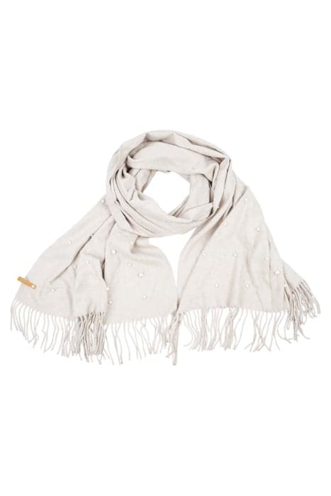 SCARF OBLONG WITH PEARLS TAUPE by Mucho Gusto