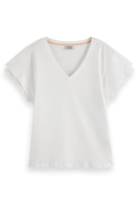 LAYERED SLEEVE BOAT NECK T-SHIRT WHITE by Scotch & Soda