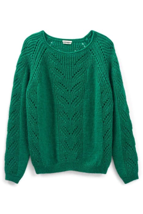 GREEN OPENWORK KNIT ROLLED NECK SWEATER by IKKS