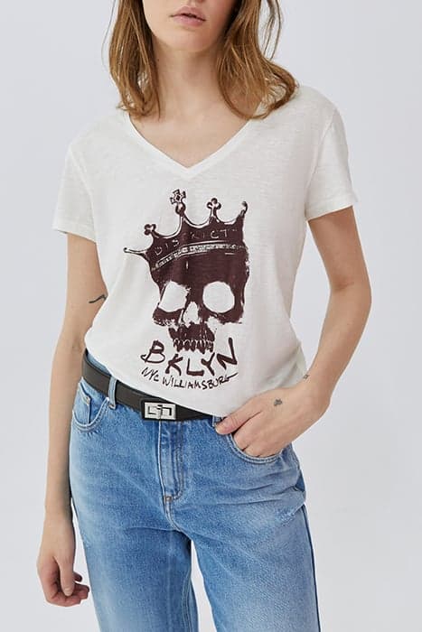 WHITE CROWNED SKULL IMAGE T-SHIRT by IKKS