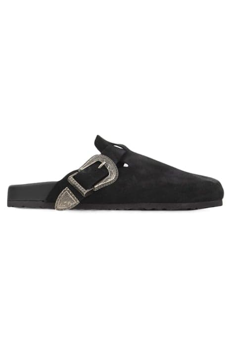 BLACK SUEDE CLOGS WITH ENGRAVED BUCKLES by IKKS