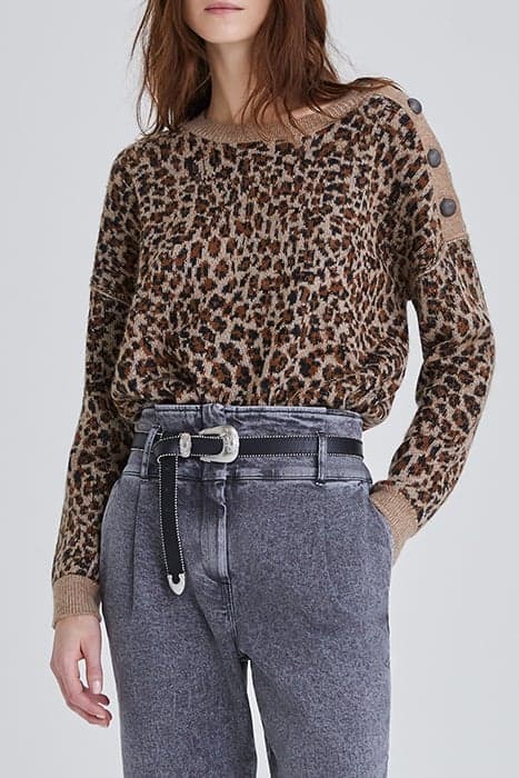 COGNAC LEOPARD MOTIF JACQUARD KNIT SWEATER by IKKS