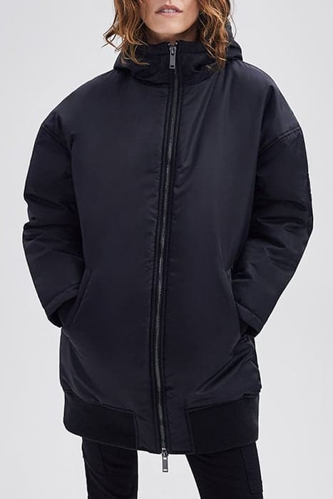 BLACK MID-LENGTH BOMBER-STYLE PARKA by IKKS