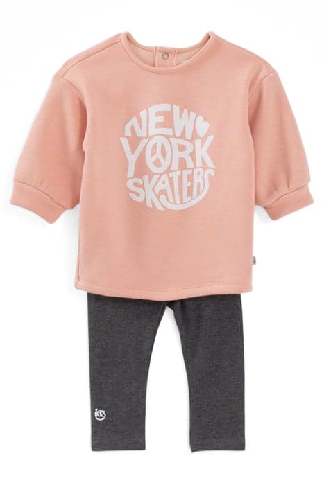 BABY GIRLS’ PINK SWEATSHIRT-DRESS AND GREY LEGGINGS OUTFIT by IKKS