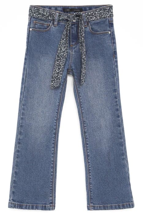 GIRLS’ BLUE WATERLESS FLARE JEANS WITH SCARF BELT by IKKS