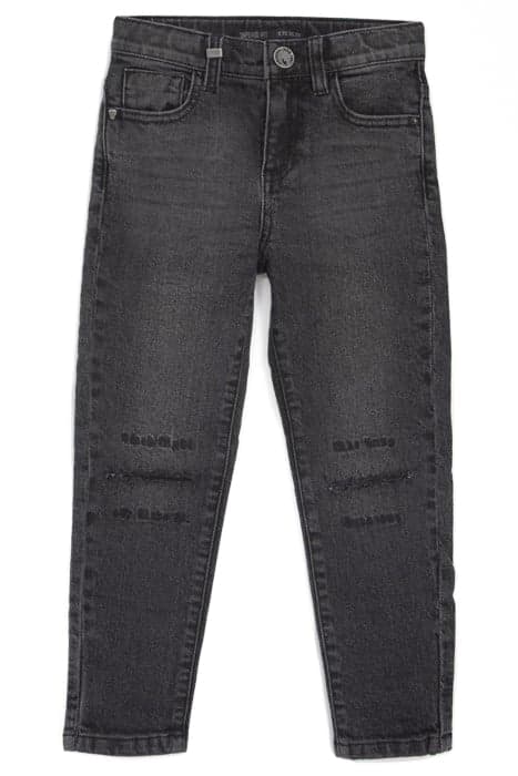 BOYS’ GREY EMBROIDERED AND DISTRESSED KNEE TAPERED JEANS by IKKS