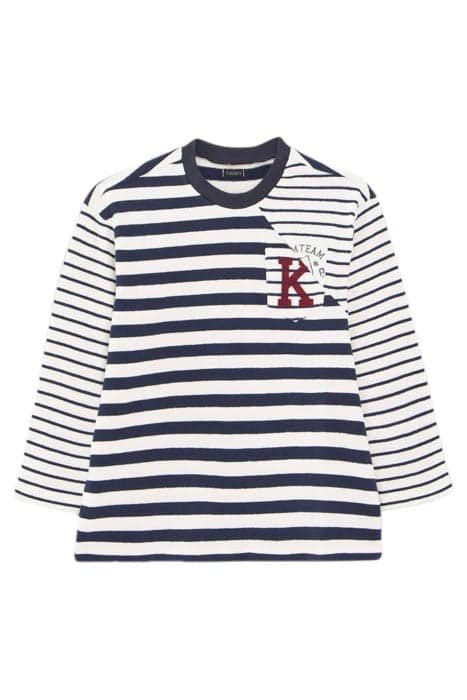 BOYS' NAVY ASYMMETRIC SEAM SAILOR STRIPE T-SHIRT by IKKS