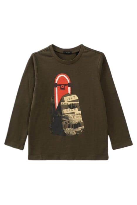 BOYS’ KHAKI SKATEBOARD REVERSIBLE SEQUIN COTTON T-SHIRT by IKKS