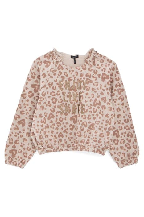 GIRLS’ ECRU SWEATSHIRT WITH GOLD LEOPARD SLOGAN PRINT by IKKS