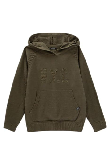 BOYS’ KHAKI KNIT SWEATER WITH RUBBER LETTER SLOGAN by IKKS