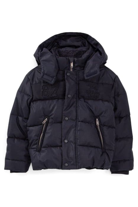 BOYS’ NAVY HOUNDSTOOTH MOTIF NYLON PADDED JACKET by IKKS