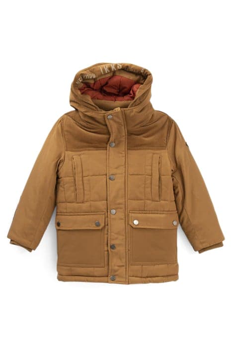 BOYS’ CAMEL NYLON AND CORDUROY FUR-LINED PARKA by IKKS