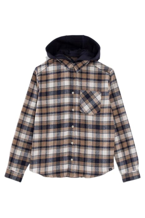 BOYS' NAVY CHECK SHIRT WITH DETACHABLE HOOD by IKKS