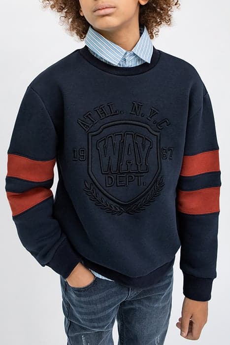 BOYS’ NAVY SWEATSHIRT WITH XL TEXTURED EMBROIDERY by IKKS