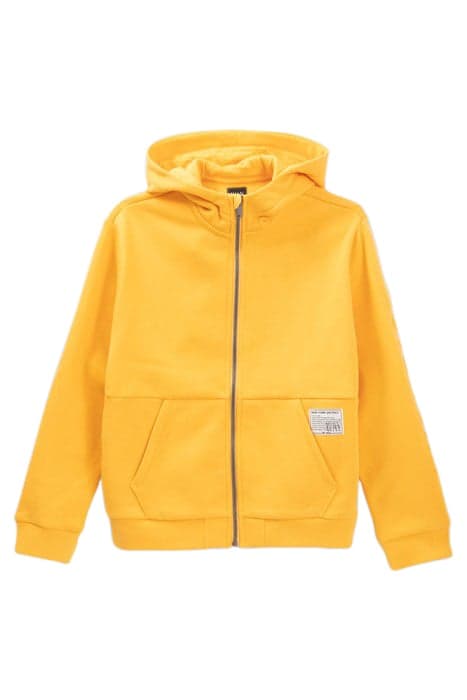 BOYS’ YELLOW CARDIGAN WITH EMBOSSED SLOGAN ON SLEEVE by IKKS