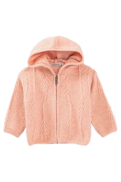 BABY GIRLS’ POWDER PINK DECORATIVE KNIT HOODED CARDIGAN by IKKS