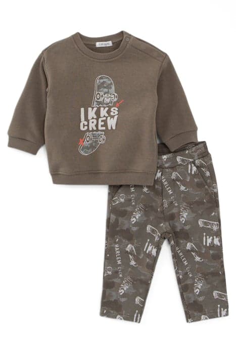 BABY BOYS’ CAMOUFLAGE JOGGERS AND KHAKI SWEATSHIRT OUTFIT by IKKS