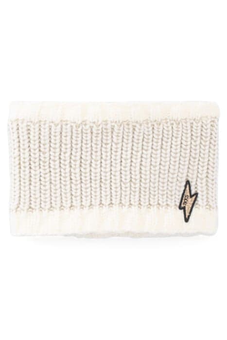 BABY GIRLS’ ECRU KNIT SNOOD, GOLD LUREX & LIGHTNING BADGE by IKKS