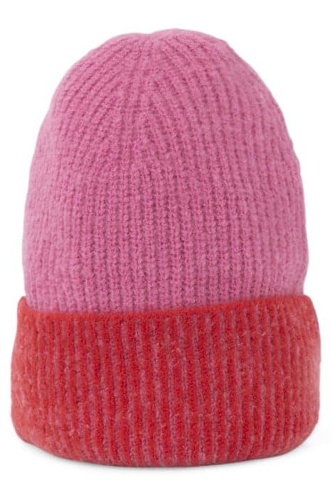 WINTER CRIMSON AND FLASH PINK TWO-TONE BEANIE by ICODE