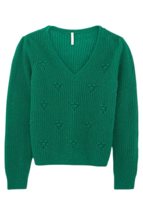 NEON GREEN DECORATIVE STITCH KNIT SWEATER by ICODE