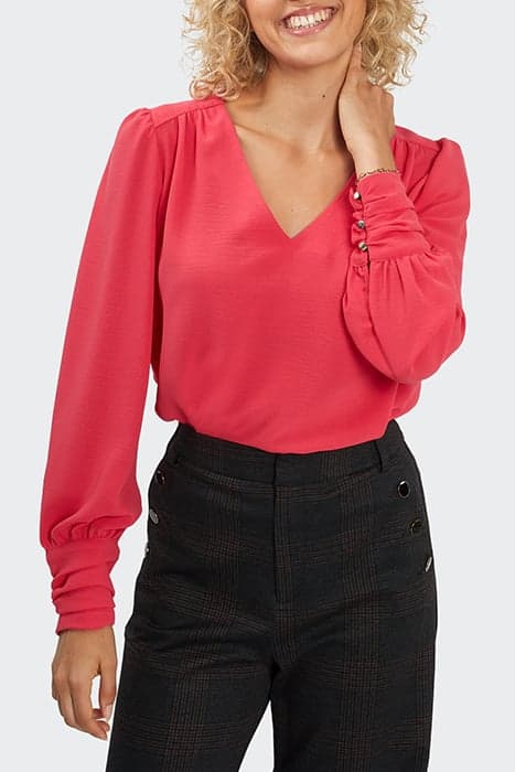 FLASH PINK BLOUSE WITH DRAPED CUFFS by ICODE