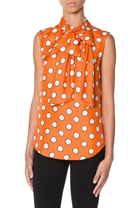 POLKA DOTS SILK TWILL TOP ORANGE by Moschino