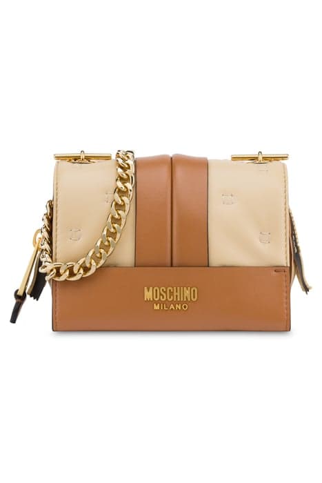 INSIDE OUT NAPPA SHOULDER BAG BEIGE by Moschino