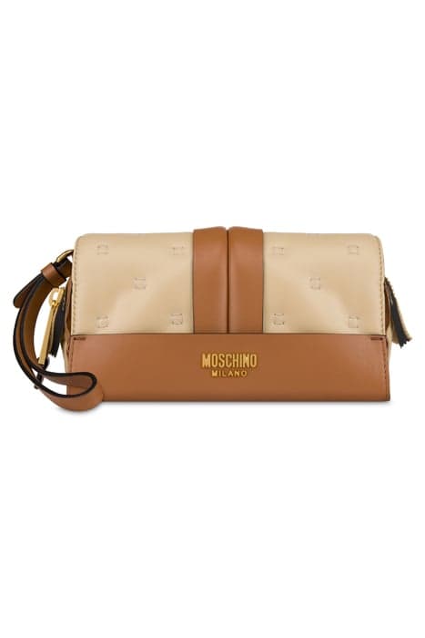 INSIDE OUT NAPPA CLUTCH BEIGE by Moschino