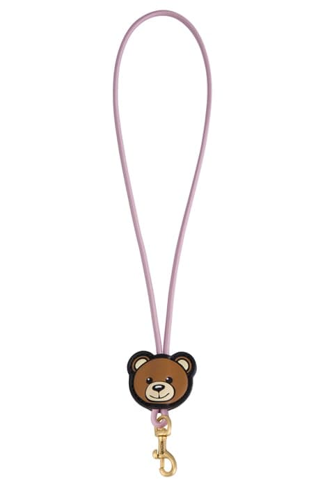 TEDDY PATCH KEY RING WITH LANYARD PINK by Moschino