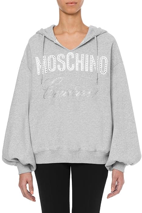 CRYSTAL LOGO HOODIE GREY by Moschino